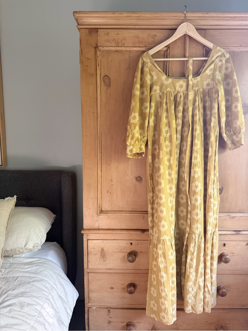 Christy Dawn Bianca Yellow Floral mocha daisy dress XS